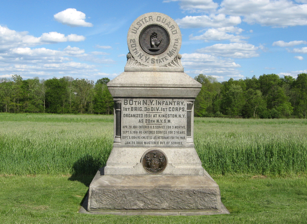 Monument at Gettysburg to the 80th New York Volunteer Infantry Regiment, also known as the 20th New York State Millitia