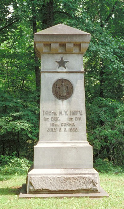 Monument to the 145th New York infantry at Gettysburg