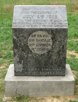 Marker for the 88th Pennsylvania Infantry on Cemetery Ridge at Gettysburg