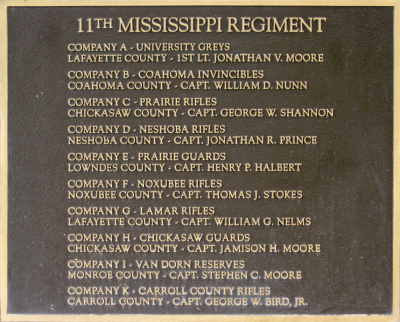 Tablet from the monument to the 11th Mississippi Infantry Regiment at Gettysburg