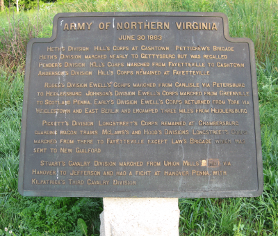 June 30 tablet of the Army of Northern Virginia Itinerary tablets at Gettysburg