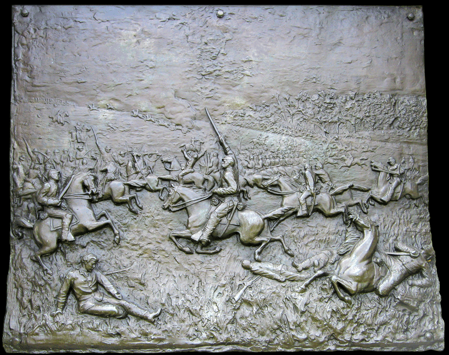Bronze bas-relief from the Michigan Cavalry Brigade monument at Gettysburg