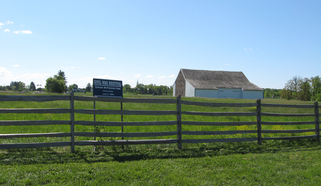 The McPherson barn on the Gettysburg battlefield