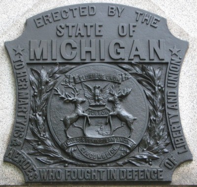 The state seal that is on all Michigan monuments at Gettysburg