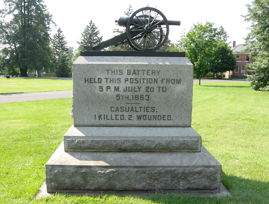 Rear view of the monument to the 5th New York Independent Battery at Gettysburg