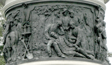 Detail from the bronze reliefs around the spire of the State of New York monument at Gettysburg