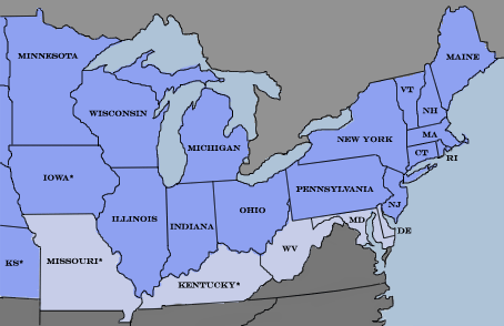 Map of the Northern States
