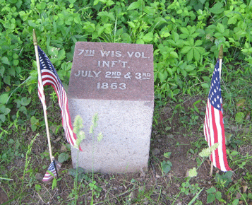 Marker for the 7th Wisconsin on Culp's Hill at Gettysburg