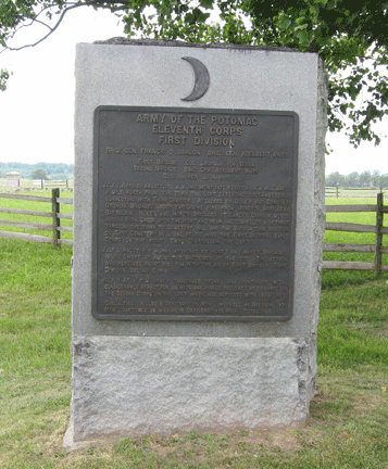 Monument to the 1st Division, 11th Corps of the Army of the Potomac at Gettysburg