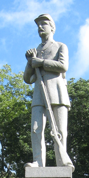 Closeup of the statue from the Monument to the 110th Pennsylvania Infantry at Gettysburg