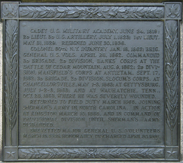 Tablet from the monument to Union Brigadier General George S. Greene at Gettysburg