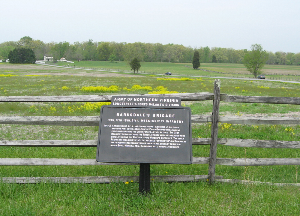 Marker to Barksdale's Brigade of the Army of Northern Virginia at Gettysburg