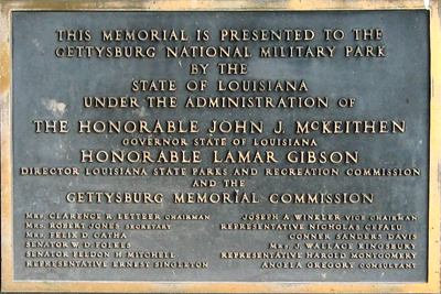 Tablet from the State of Louisiana monument at Gettysburg