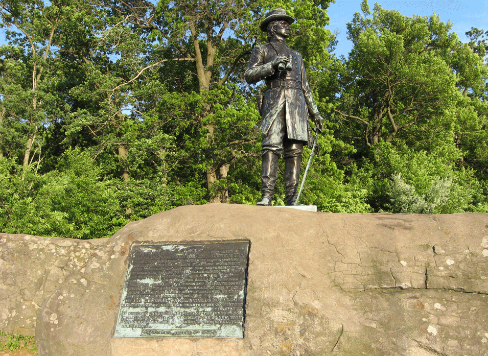 Monument to Union Brigadier General Gouverneur Kemble Warren on Little Round Top at Gettysburg