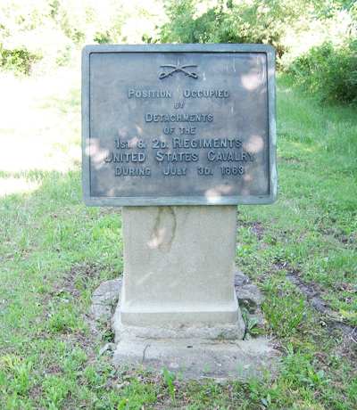 Position marker for the 1st & 2nd United States Cavalry west of Emmitsburg Road at Gettysburg