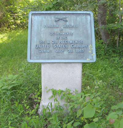 Position marker for the 1st & 2nd United States Cavalry off Ridge Road at Gettysburg