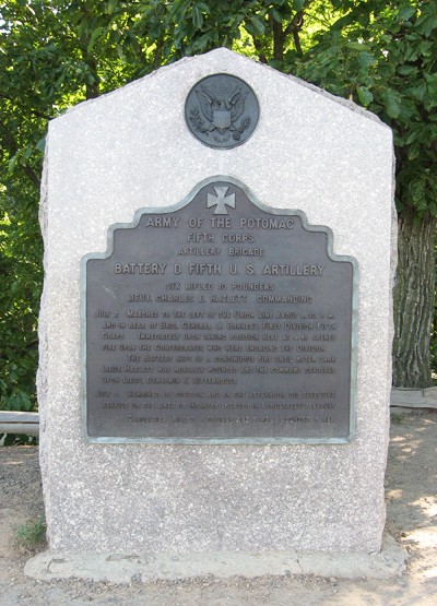 Monument to Battery D 5th United States Artillery at Gettysburg