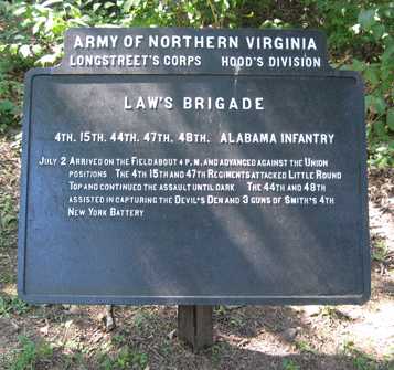 Marker to Law's Alabama Brigade at Gettysburg