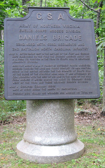 Monument to Daniel's Brigade on East Confederate Avenue at Gettysburg