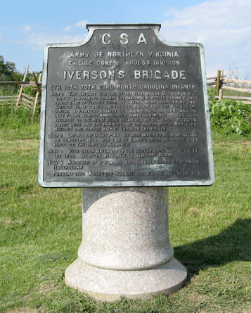 Monument to Iverson's Brigade of the Army of Northern Virginia at Gettysburg