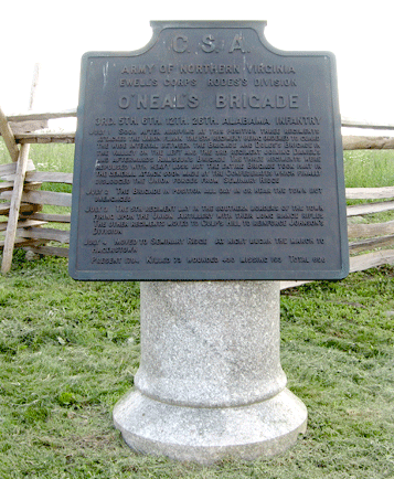 Monument to O'Neal's Brigade at Gettysburg