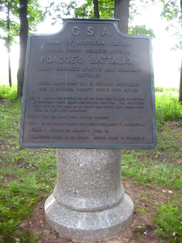 Monument to Poague's Artillery Battalion of the army of Northern Virginia at Gettysburg