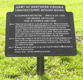 Marker for Brooke's (South Carolina) Battery of the Army of Northern Virginia at Gettysburg