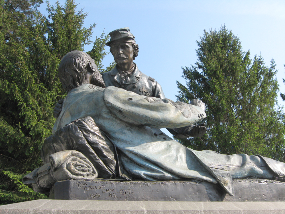 Closeup of the west side of the Friend to Friend Masonic Memorial at Gettysburg